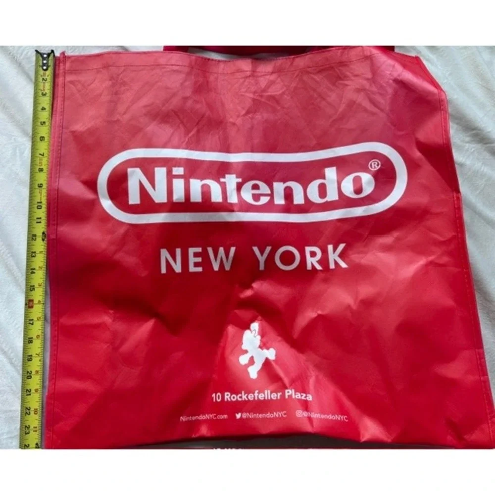Nintendo New York 10 Rockefeller Plaza Reusable Tote Bag Red Large Mario NYC